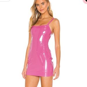 Superdown kylee pink latex leather look mini dress